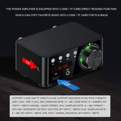 Mini Amplificateur HiFi BT 5.0 100W Stéréo – Ampli Numérique Double Canal USB AUX Pour Maison, Voiture