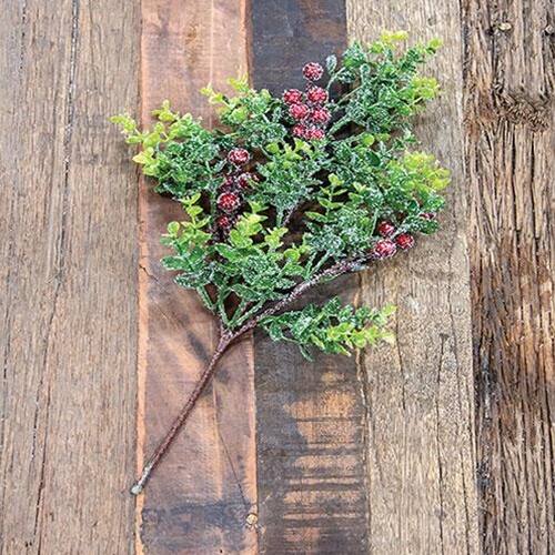 Angle. BreeBe - Snowy Glittered Boxwood & Berry Pick 19" - Multi.