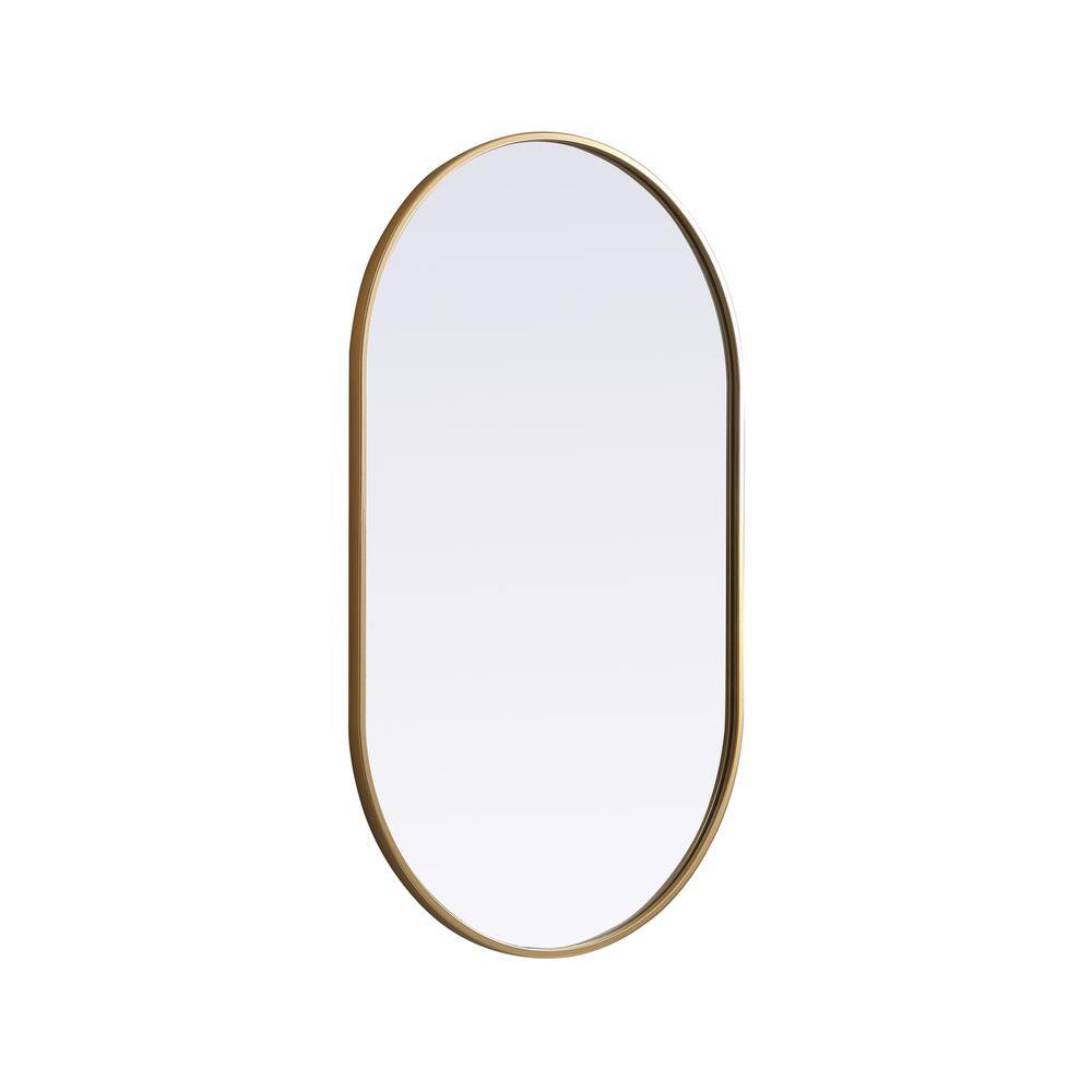 Alt View 1. Elegant Decor - Metal Frame Oval Mirror 24x40 Inch in Brass - Brass.