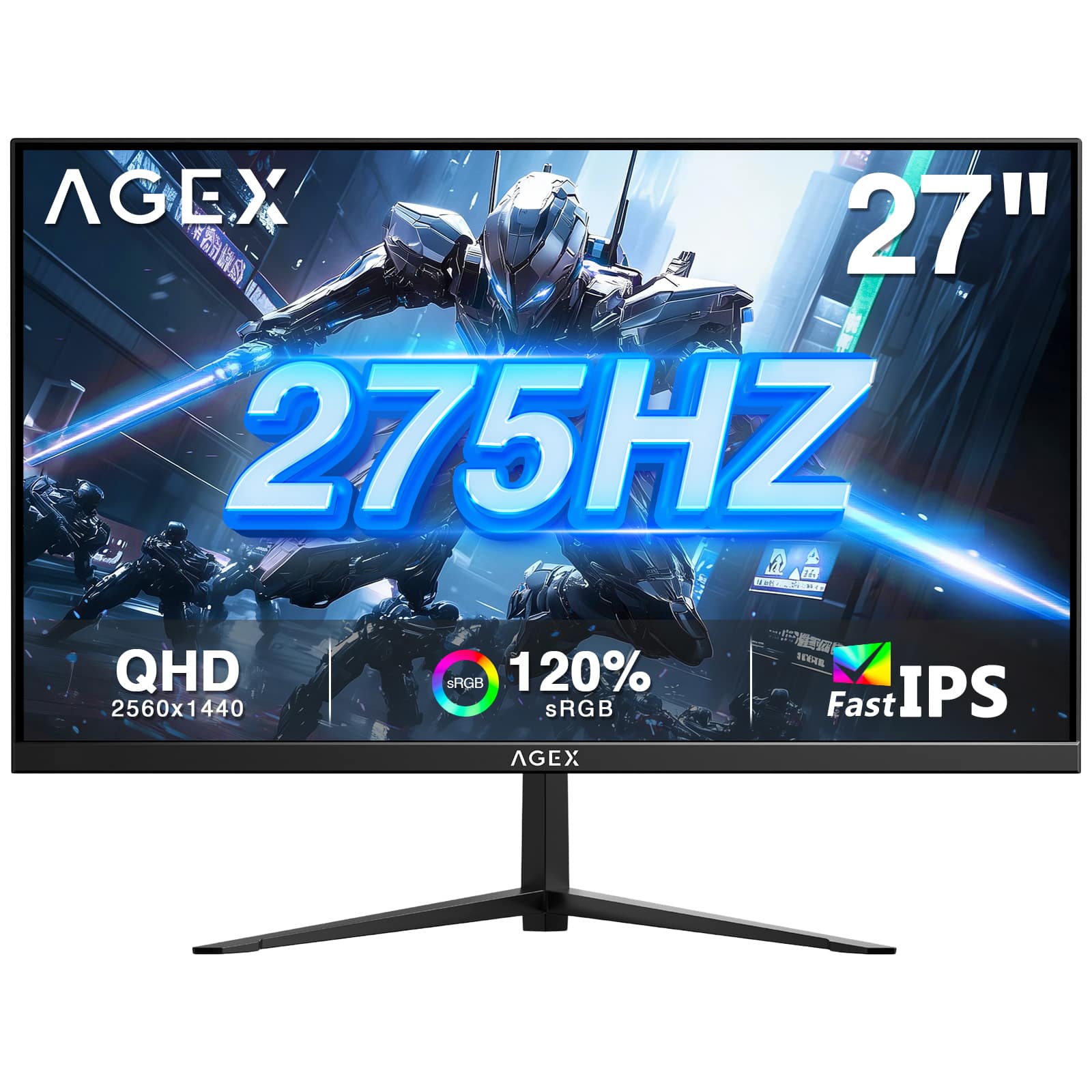 AGEX 27" 275HZ 16 N QHD 2560x1440 SRGB 120% sRGB Fast IPS