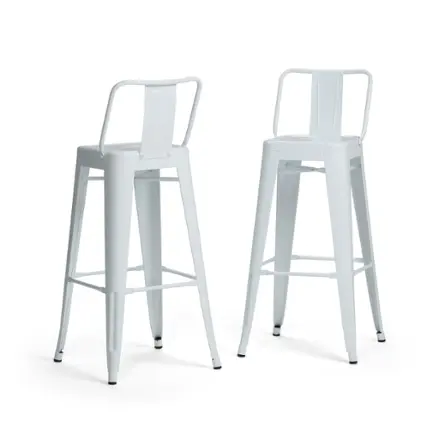 Front. Simpli Home - Rayne 30 inch Metal Bar Stool (Set of 2) - White.