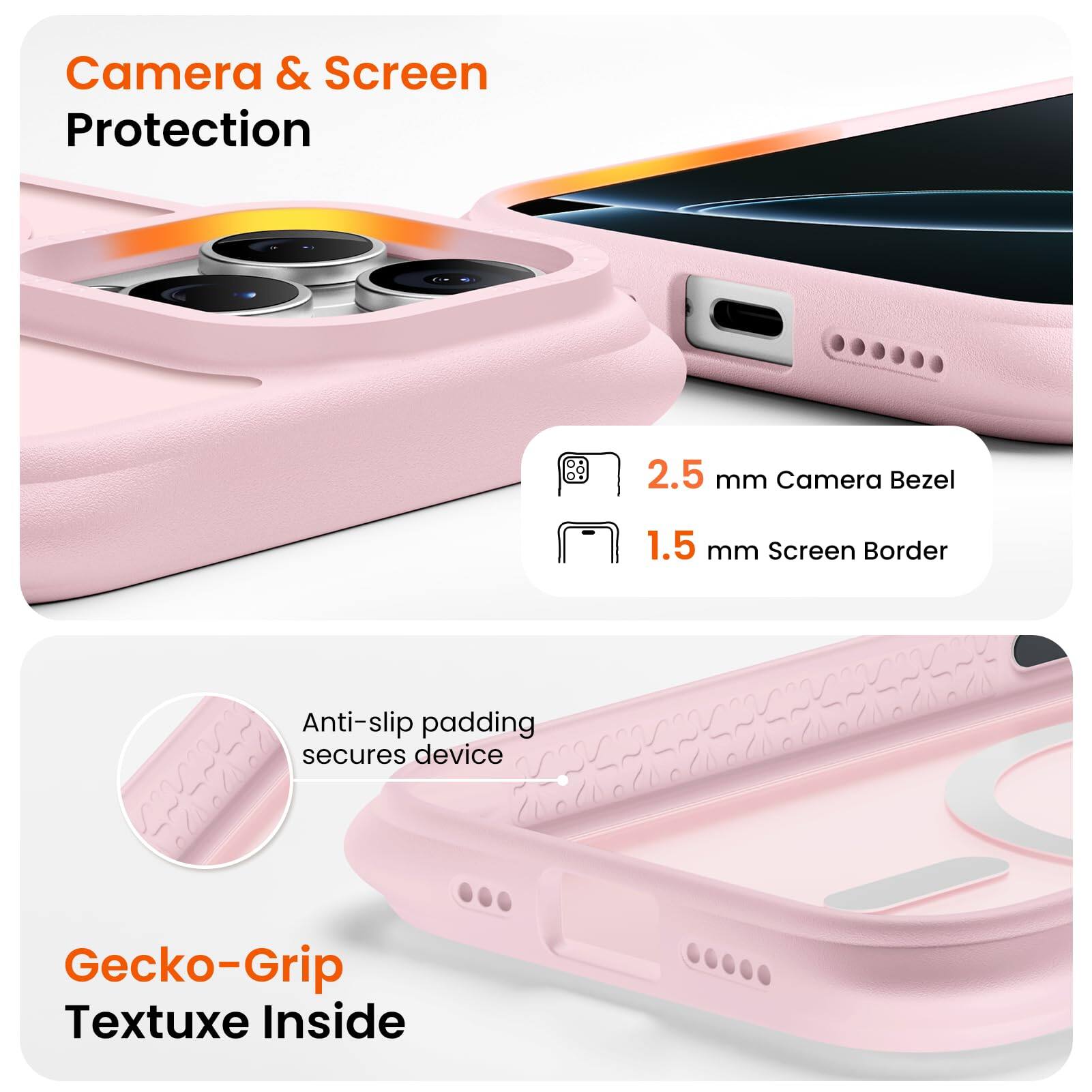 Camera & Screen Protection

2.5 mm Camera Bezel

1.5 mm Screen Border

Anti-slip padding secures device

Gecko-Grip Textuxe Inside