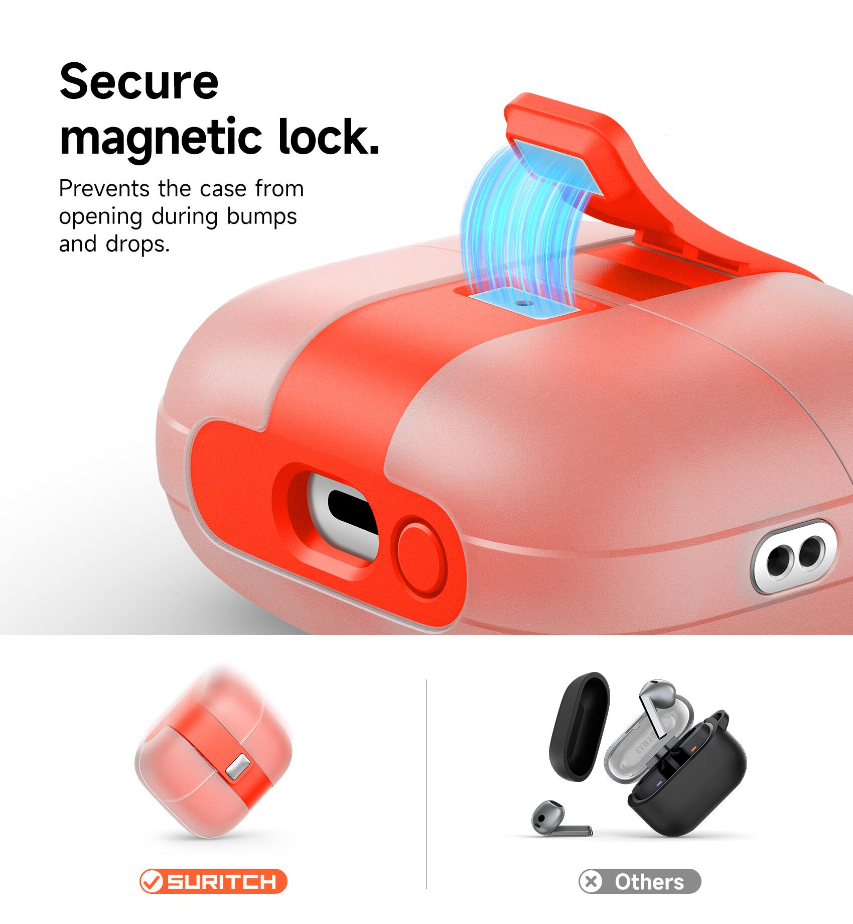 Secure magnetic lock.  
Prevents the case from opening during bumps and drops.  
YS SURITCH x Others