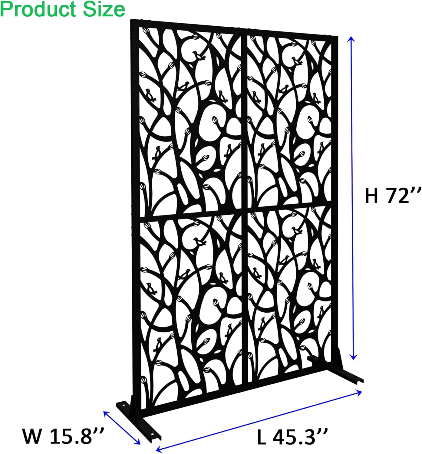 Product Size  
H 72"  
W 15.8"  
L 45.3"