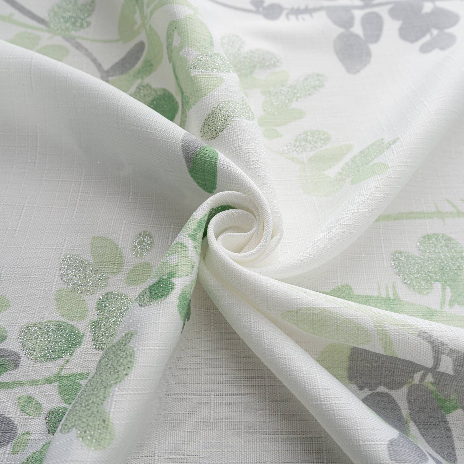 Left. Olivia Gray - Olivia Gray 100% Polyester 140 GSM Aiden Printed Textured Grommet Curtain Panel 54" x 84" Green - Green.