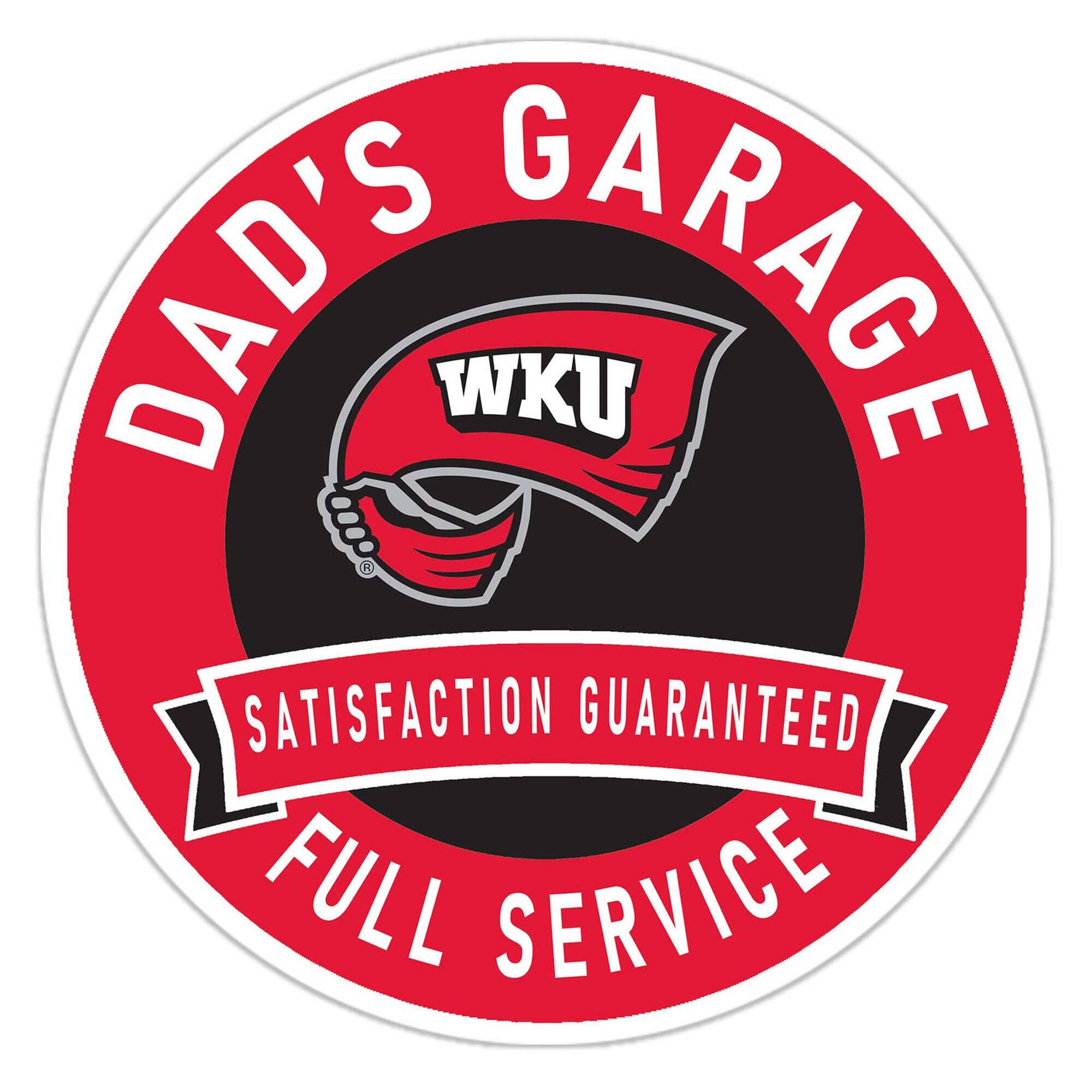 Western Kentucky Hilltoppers 16" Dad's Garage Wood Sign