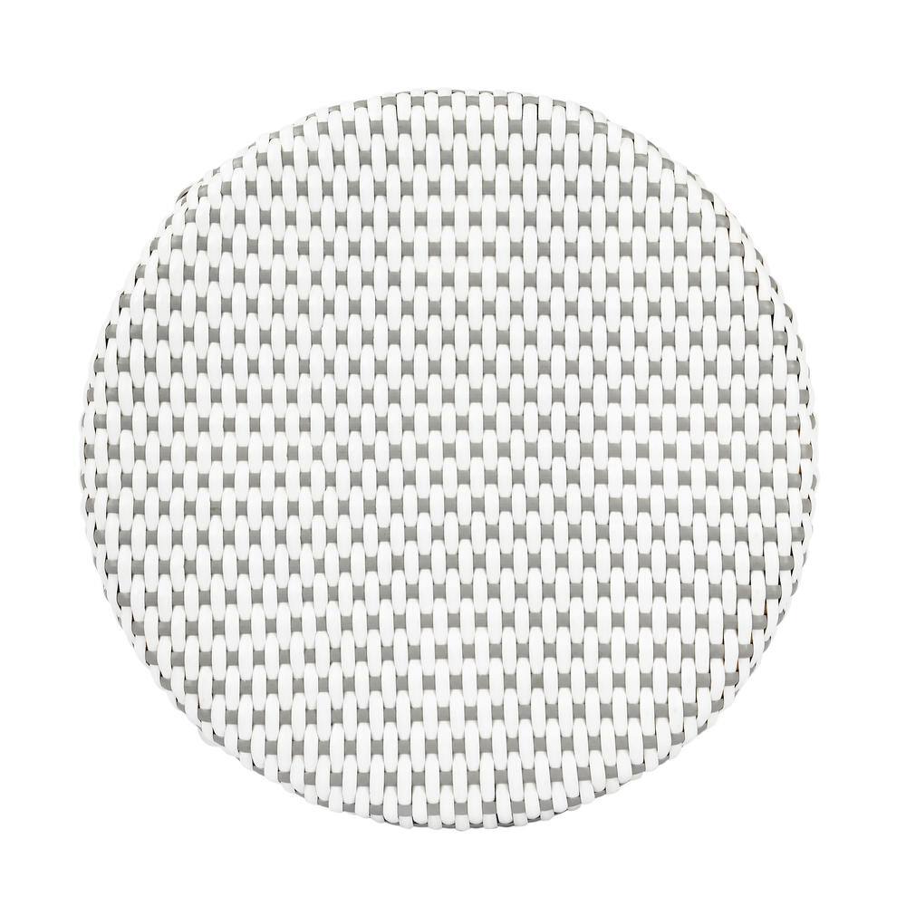 Back. Butler Specialty - Tobias Rattan Round 24" Counter Stool - White And Gray Dot.
