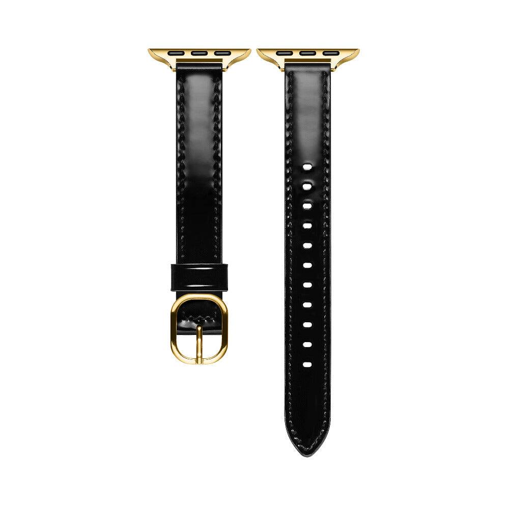 Left. Posh Tech - Carmen Patent Leather Band for Apple Watch - Black.