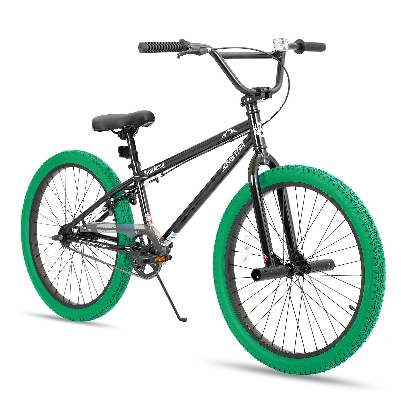 JOYSTAR - Brockway Freestyle Kids BMX Bike 24" Kids Bicycles for Ages 9-12, Girls Boys Beginner-Level Riders 2 Pegs - Green