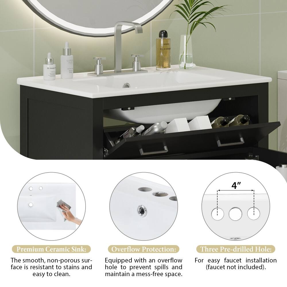 BONCO FLDARO  
LUMEN  
4"  
Premium Ceramic Sink: The smooth, non-porous surface is resistant to stains and easy to clean.  
Overflow Protection: Equipped with an overflow hole to prevent spills and maintain a mess-free space.  
Three Pre-drilled Hole: For easy faucet installation (faucet not included).