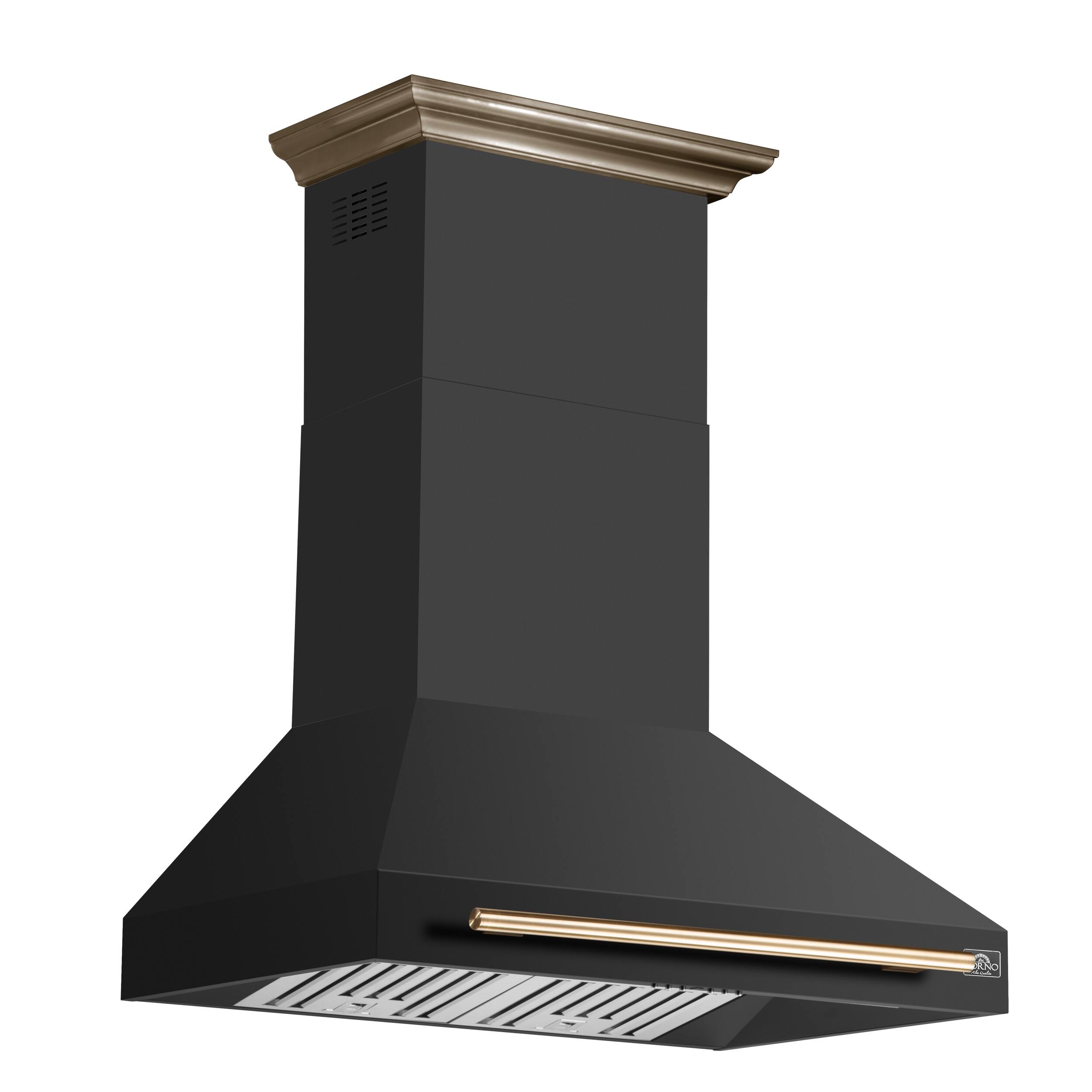 Left. Forno Appliances - Aria 36 in. Convertible Wall-Mounted Range Hood - Black.