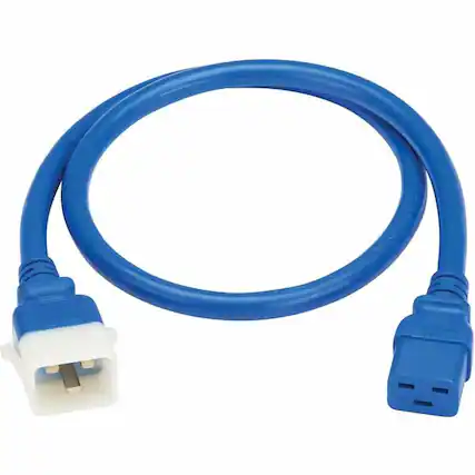 Front. Tripp Lite - PDU POWER CORDS C19 P-LOCK C20 HEAVY-DUTY 20A 12AWG 3FT BLUE 6 PCK - Blue.