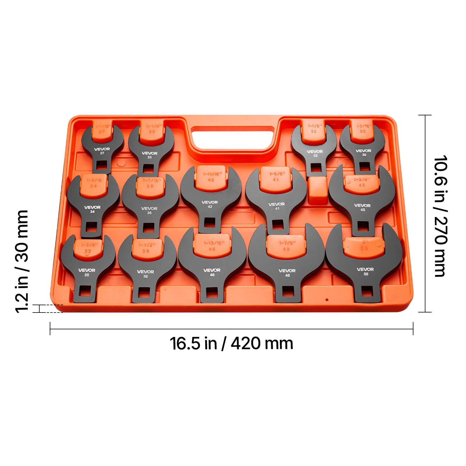 HAE 37 1/8" 33 /" 32 +3/16 30 mm 30 in / 30 in 1.2 VEVOR 2 1-5/16 34 VEVOR 1-11/16" 35 VEVOR 1-1/16 30 VEVOR 1-5/8" 36 VEVOR 1-1/10 42 VEVOR 1-13/16" 4. VEVOR 45 41 VEVOR 1-7/8" 48 VEVOR 1-3/4" 49 VEVOR 1-3/16" 50 VEVOR 10.6 in / 270 mm 16.5 in / 420 mm
