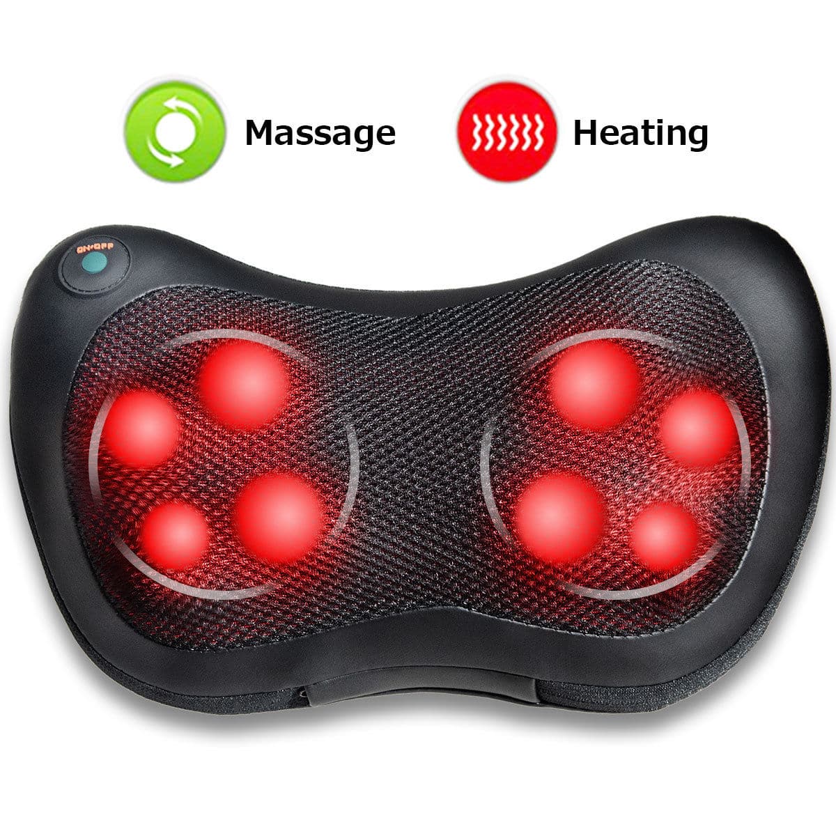 Costway - Shiatsu Shoulder Neck Back Massage Pillow with Heat Deep Kneading Massager Car Seat - Black
