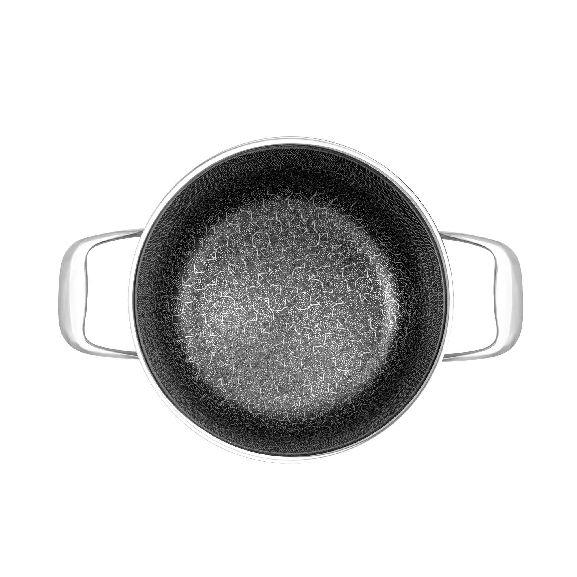 Alt View 4. Livwell Brands - DiamondClad™ 6 Quart Hybrid Nonstick Stainless Steel Stock Pot and Lid, Dishwasher Safe, PFOA-free – Silver/Black - Black/Silver.