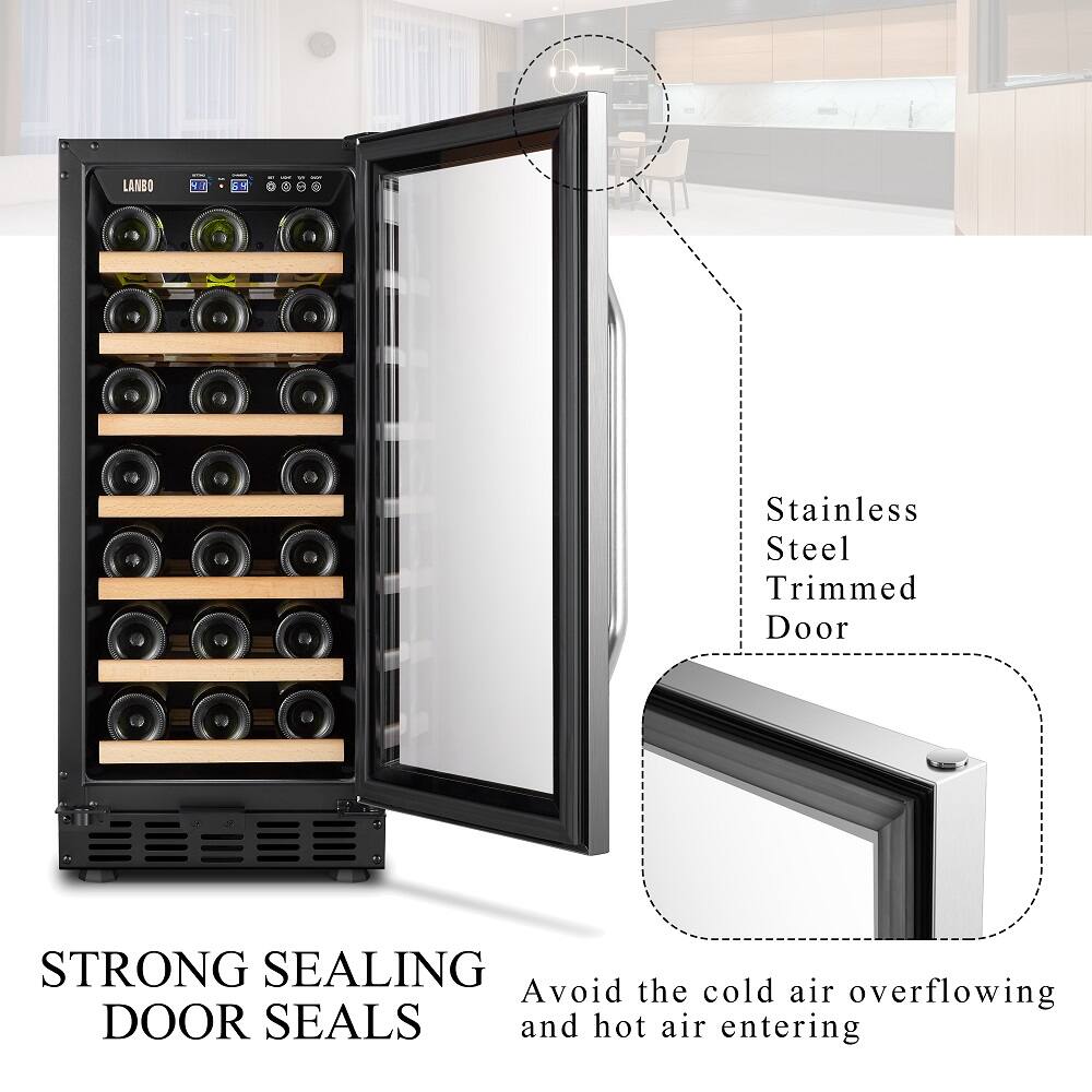 Alt View 13. Lanbo - 15 Inch 31 Bottle Built-in or Freestanding Wine Cooler with Digital Temperature Control and Removable Shelves - Black.