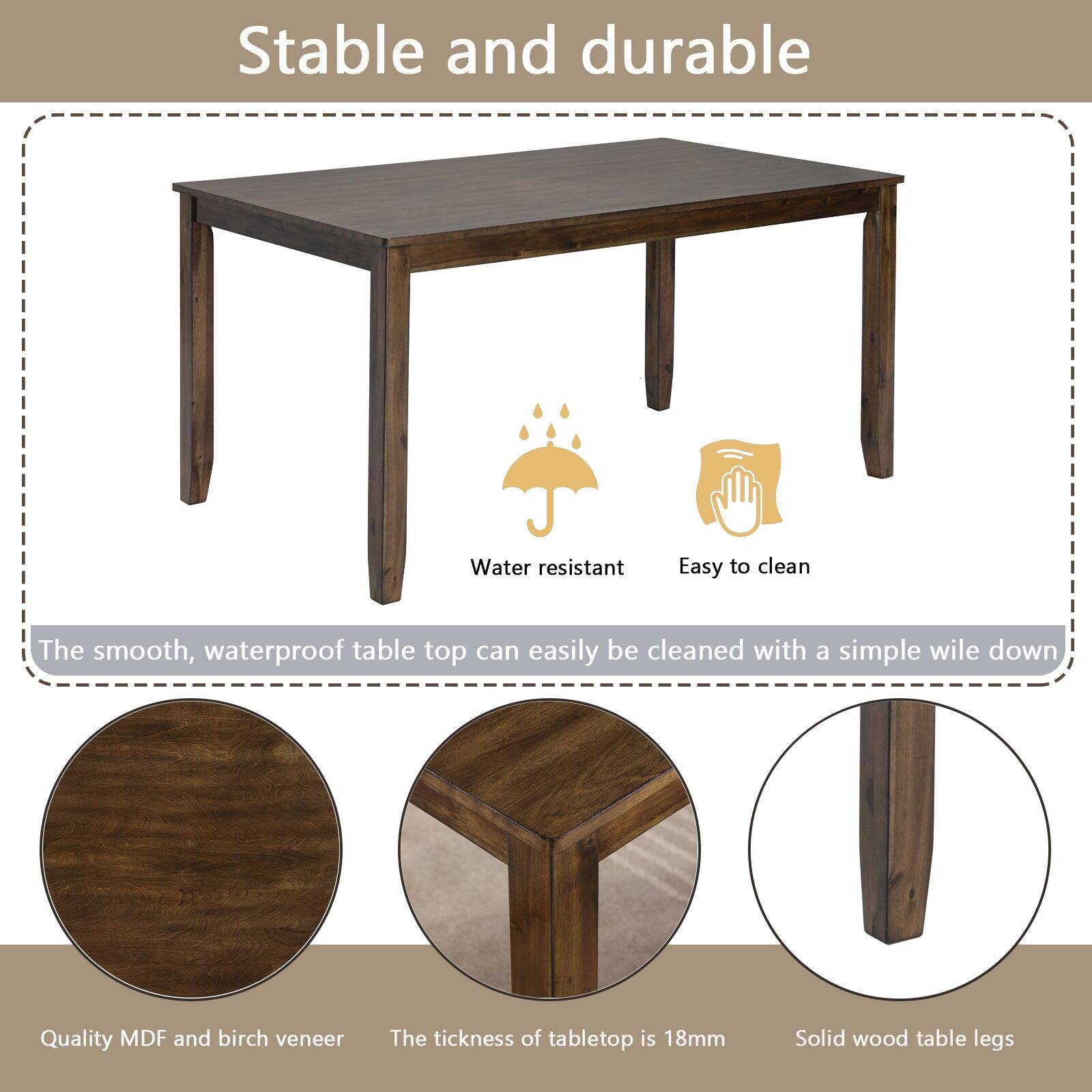 Stable and durable

Water resistant
Easy to clean

The smooth, waterproof table top can easily be cleaned with a simple wipe down

Quality MDF and birch veneer
The thickness of tabletop is 18mm
Solid wood table legs