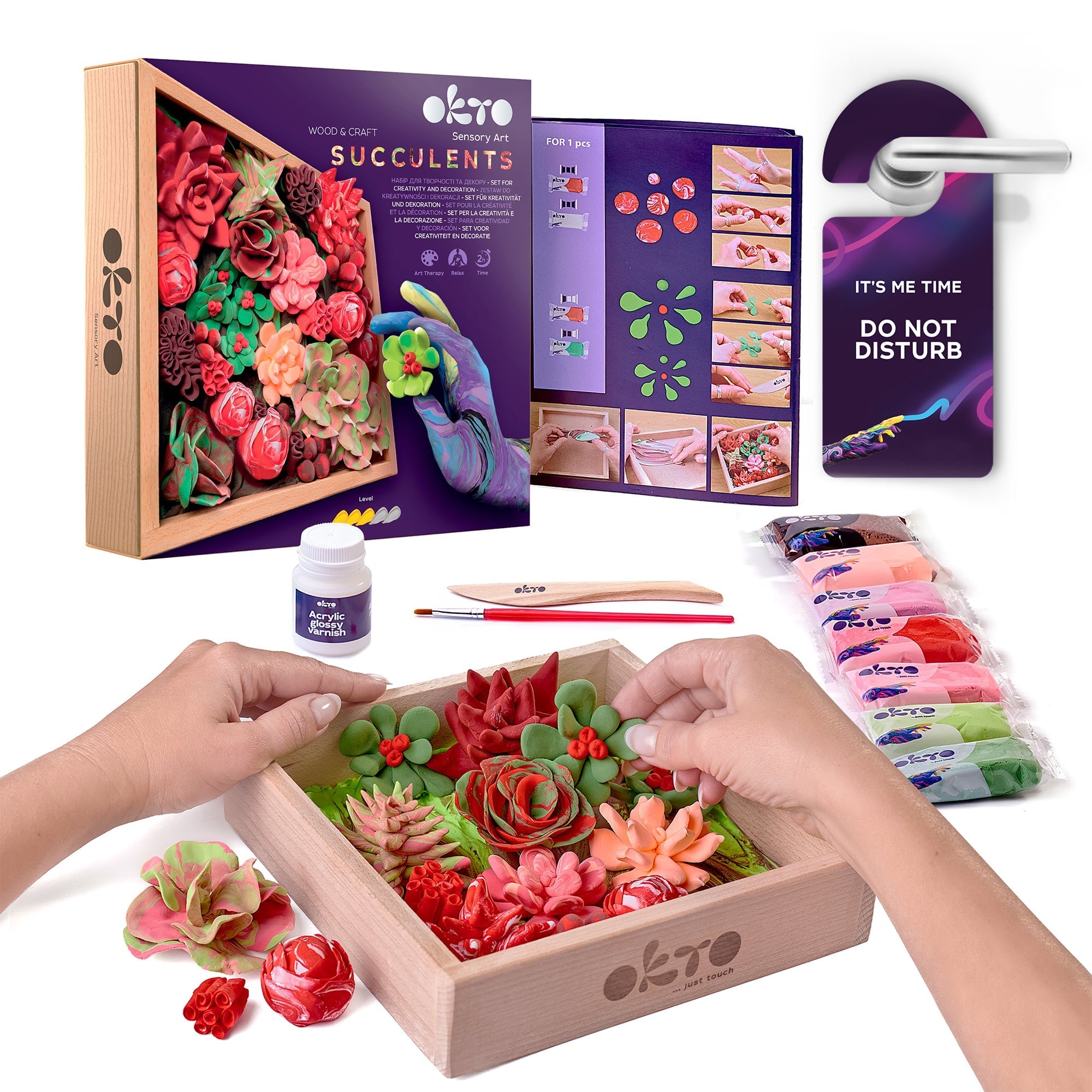 OKTO - Sensory Art 3D Woodcraft “Passion” – Succulent Craft Kit