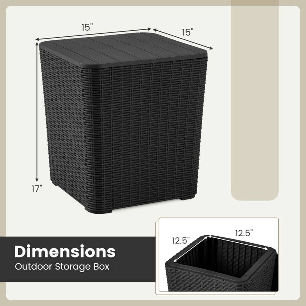 15" x 15" x 17" Dimensions Outdoor Storage Box 12.5" x 12.5"
