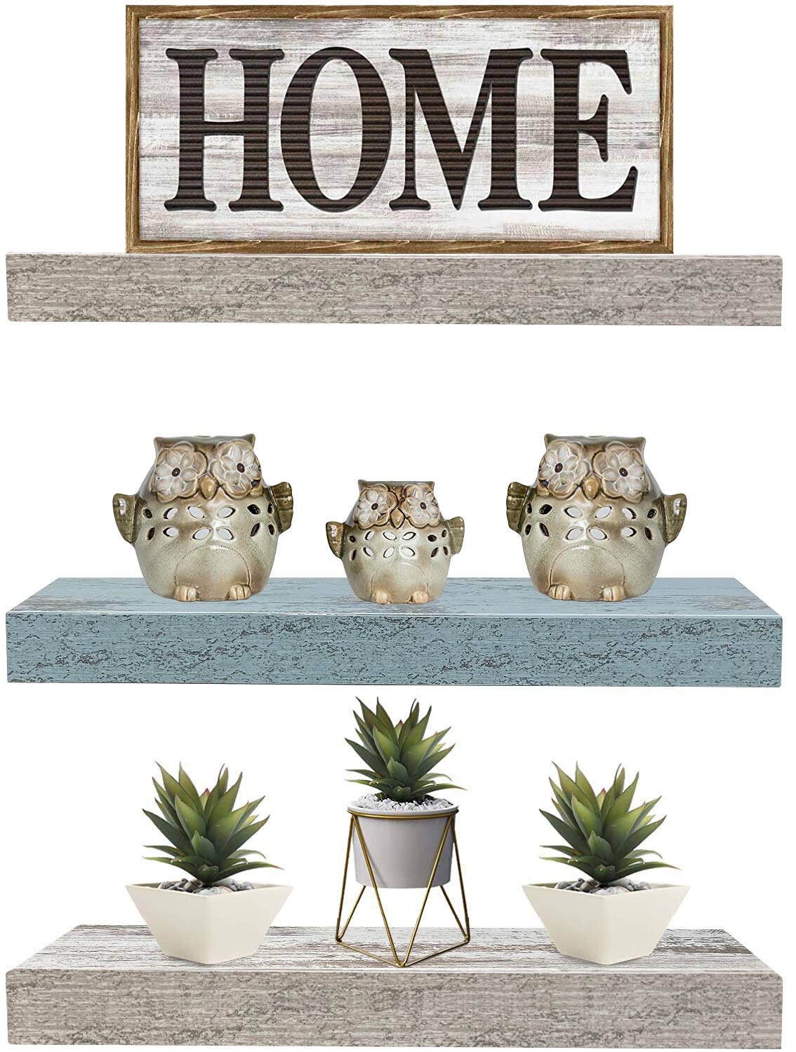 Alt View 4. Sorbus - 3 Pack (16"x5") Sorbus Floating Wall Shelves for Bedroom, Decor, Kitchen, Living Room - for Trophies, Frames, Bookshelf - Blue.