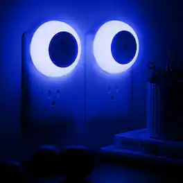 FINEAK - Night Lights Plug into Wall, Dusk to Dawn Sensor (2 Pack) - Blue