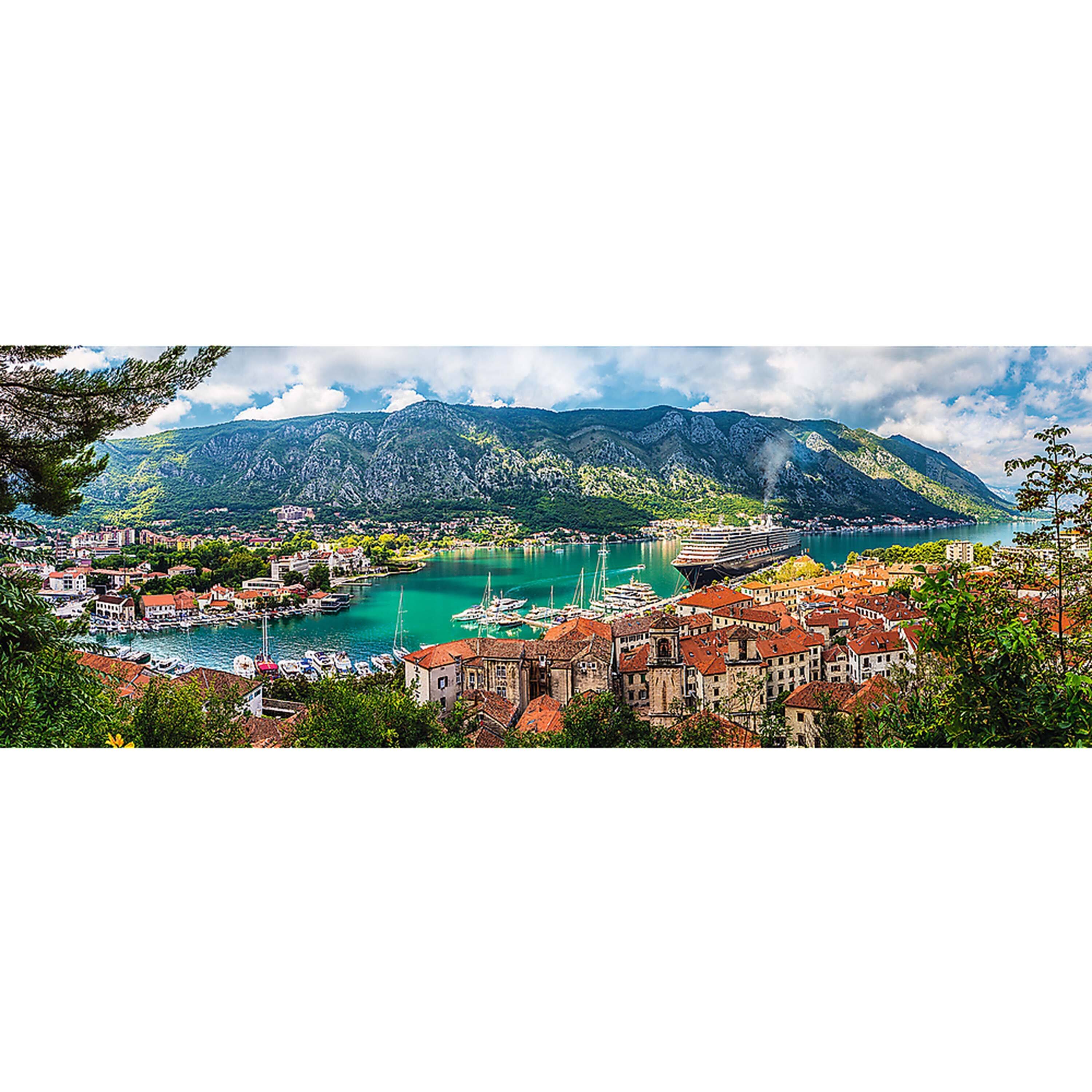 Alt View 1. Trefl - Trefl Red 500 Piece Panorama Puzzle - Kotor, Montenegro.