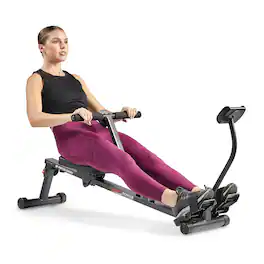 Sunny Health & Fitness - SMART Compact Adjustable Rowing Machine with 12 Levels Adjustable Resistance & Bluetooth Connectivity with SunnyFit App - Gray