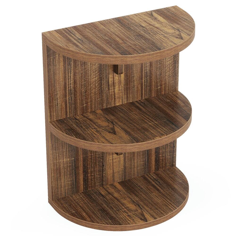 Alt View 1. Kadyn - Kadyn Sofa Side End Table, Couch Table,3-Tier Half-Round End Table, Semi-circular Side Table for Living Room,Brown - Brown.