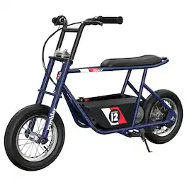 Razor - Rambler 12 Electric Retro Minibike w/ 250W Motor & 24V Battery, Dark Blue - Black