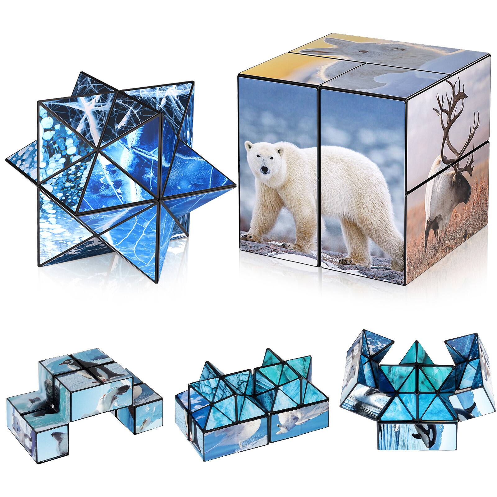 Alt View 6. Topteng - 2-in-1 Transformable Star Magic Cube - North & South Poles Design, Shape-Shifting Puzzle Toy for Kids & Adults.
