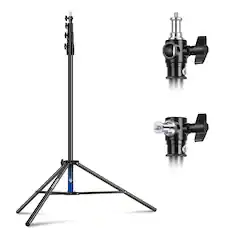 Front. Neewer - 13ft Air Cushioned Light Stand - All Metal Heavy Duty Tripod Stand with 3-Way Mount (6.5lb Load) - Black.