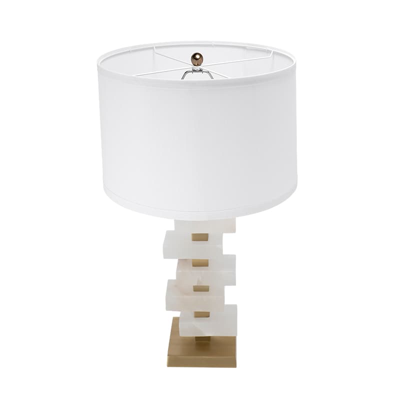 Angle. Luckbyte - D15x26.7" White Gold Alabaster Slab Table Lamp Lamp Shade Assembly Required.