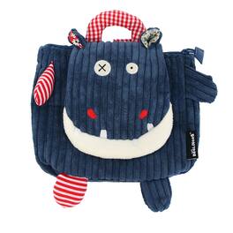 TriAction Toys - Les Deglingos Corduroy Backpack Plush | Hippipos the Hippo - Blue