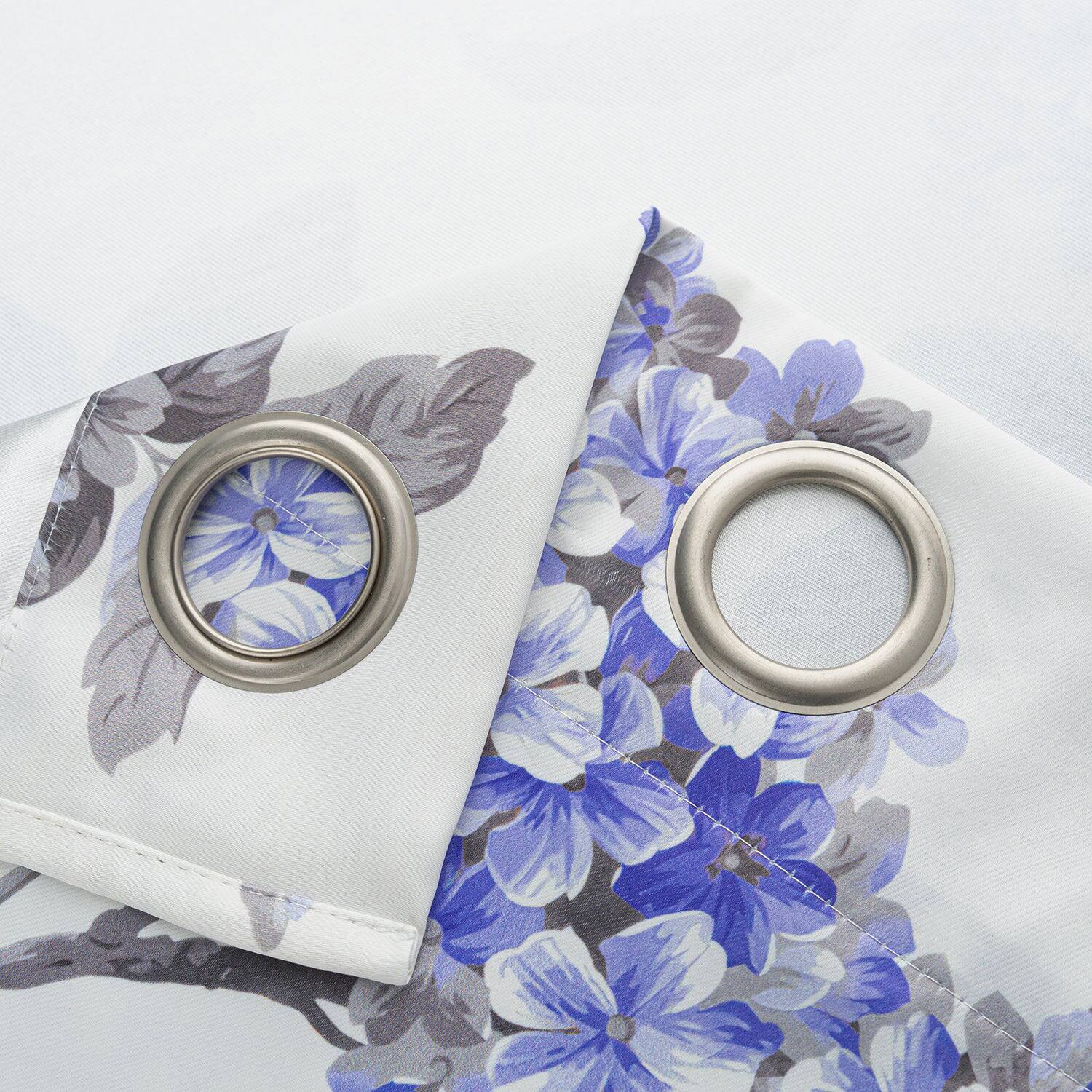 Back. Olivia Gray - Olivia Gray 100% Polyester 200 GSM Hydrangea Printed Blackout Grommet Curtain Panel 54" x 90" Lilac - Lilac.