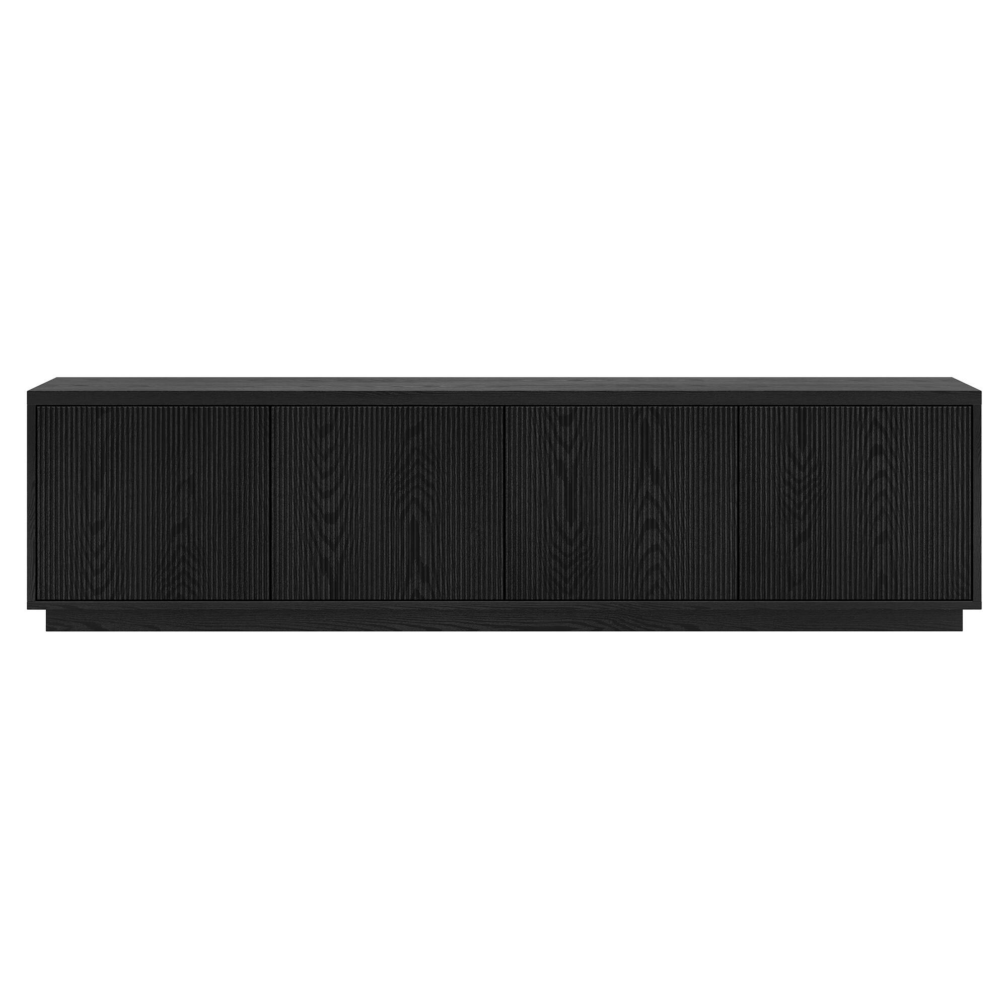 Angle. Hudson&Canal - Hanson Rectangular Fluted TV Stand for TV's up to 85" in Black Grain - Black Grain.