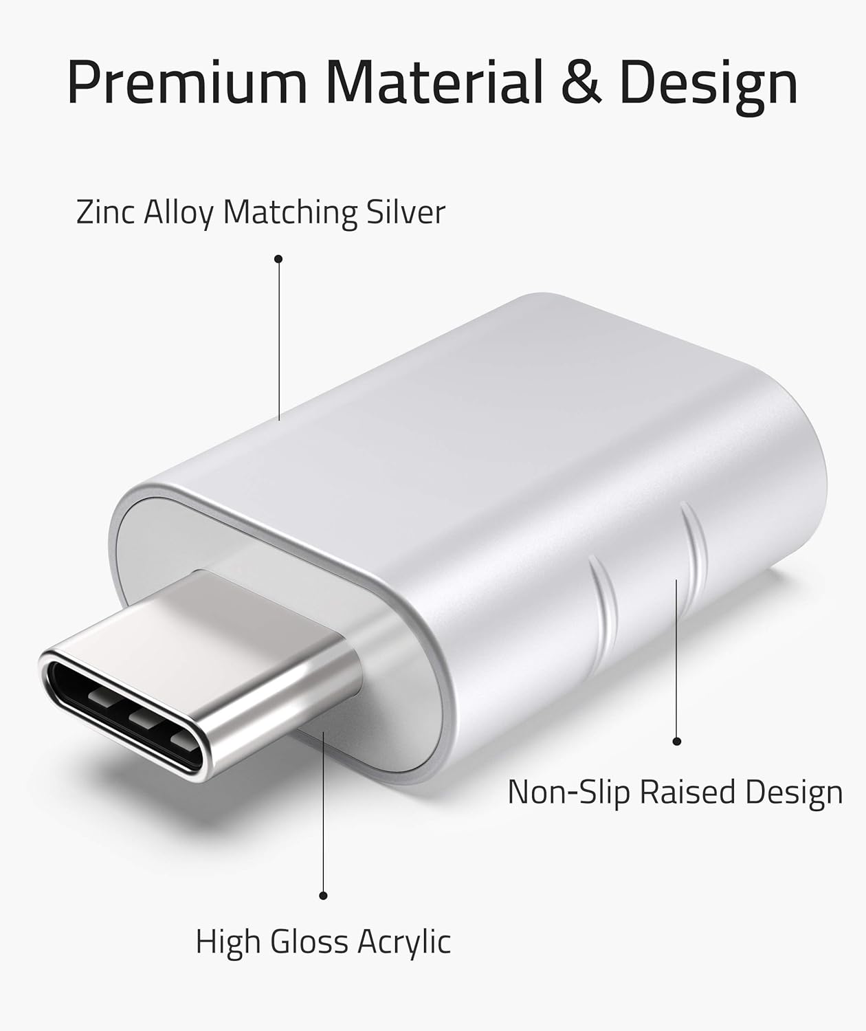 Premium Material & Design

- Zinc Alloy Matching Silver
- High Gloss Acrylic
- Non-Slip Raised Design