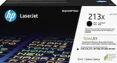 hp LaserJet Original HP Toner W2130X 213x Black Color Negra Noire
TERRAJET Exceptional Performance. Responsibly Designed
Performance exceptionnelle. Conception responsable
High Yield Toner Cartridge / Cartouche de toner haute capacité
5700, 6700, 6701, HFP 5800, MFP 6800, MF? 6801
Cont. 1 pieza / pièce