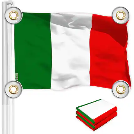 Front. G128 - G128 Italy Flag 2-Pack 3x5 Ft 150D Polyester Indoor/Outdoor 4 Brass Grommets - Vibrant Colors.