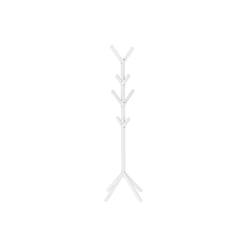 Front. ALEXOUN - Modern Coat Rack, Hall Tree - Free Standing, 8 Hooks, Entryway, 70"h, Bedroom, Black Metal, Contemporary - White.