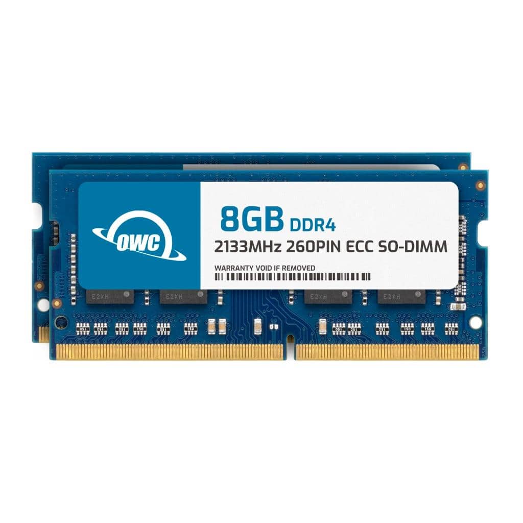 OWC - 16GB (2x8GB) DDR4 2133MHZ PC4-17000 CL15 1RX8 ECC Unbuffered SODIMM 1.2V 260-pin Memory RAM - Black Chips