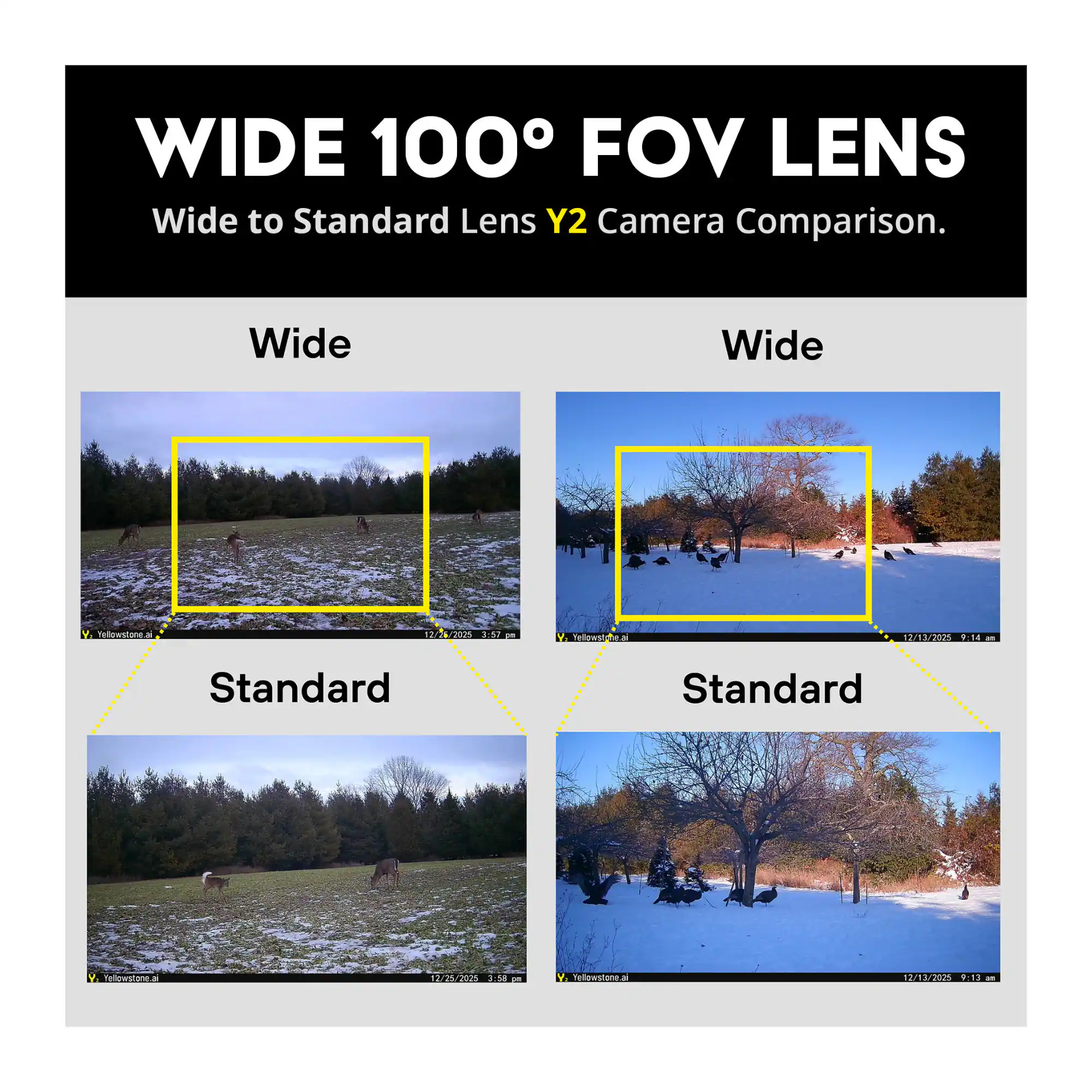 WIDE 100° FOV LENS  
Wide to Standard Lens Y2 Camera Comparison.

Wide  
Standard

Wide  
Standard