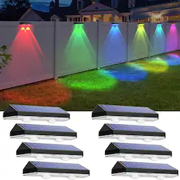 RTMB - RGB 6 Warm White Solar Deck Lights, Outdoor Solar Lights IP65 Waterproof - 3000K/Color Changing 8pk