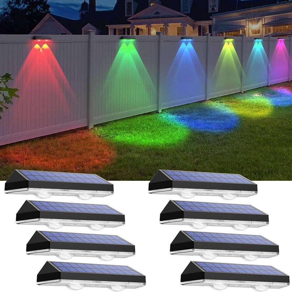RTMB - RGB 6 Warm White Solar Deck Lights, Outdoor Solar Lights IP65 Waterproof - 3000K/Color Changing 8pk