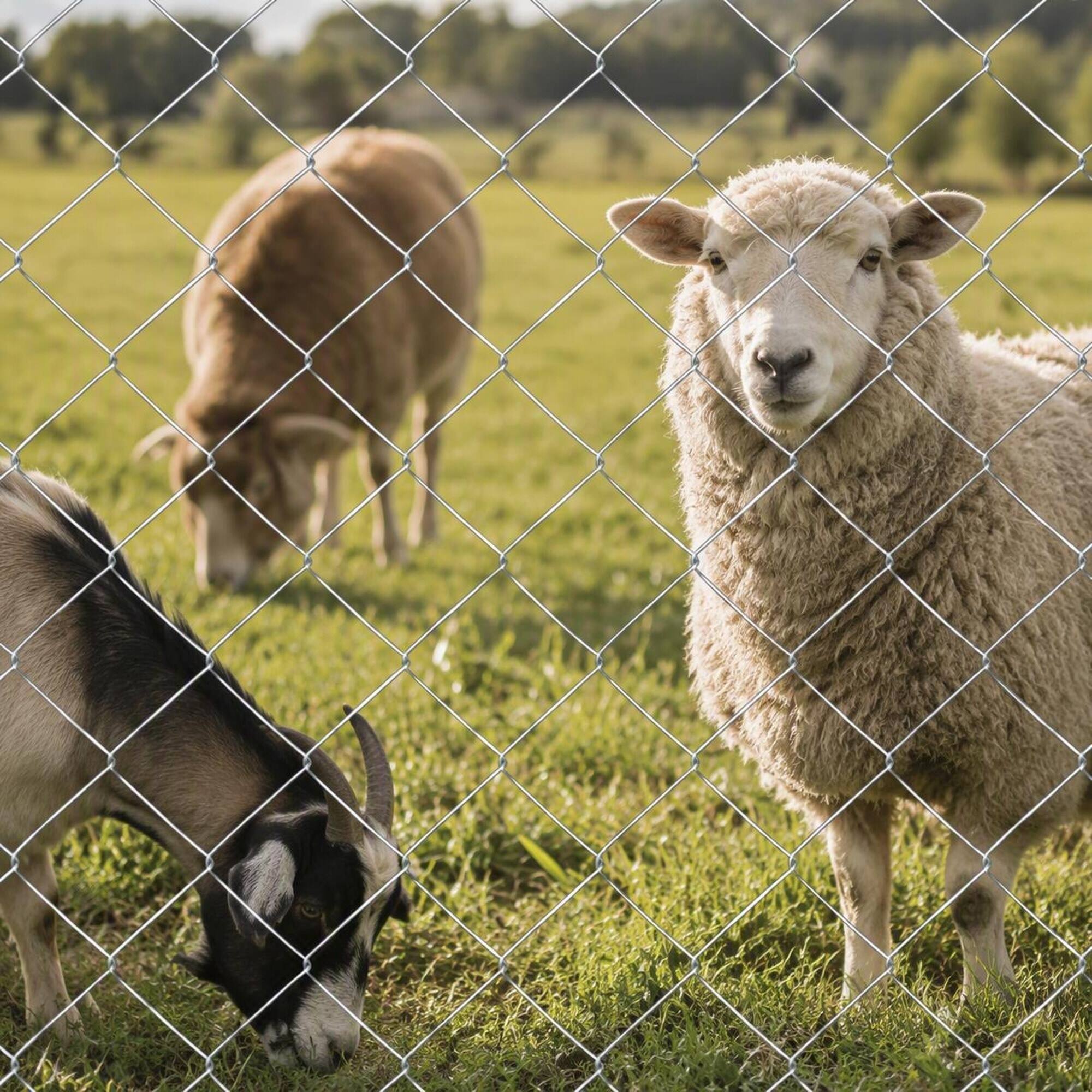 Back. RYHNUYNE - Galvanized Steel Field Wire Fencing 5.6ft x 57ft, Heavy Zinc Coated Cattle Deer Goat Fence for Farm Yard Garden.
