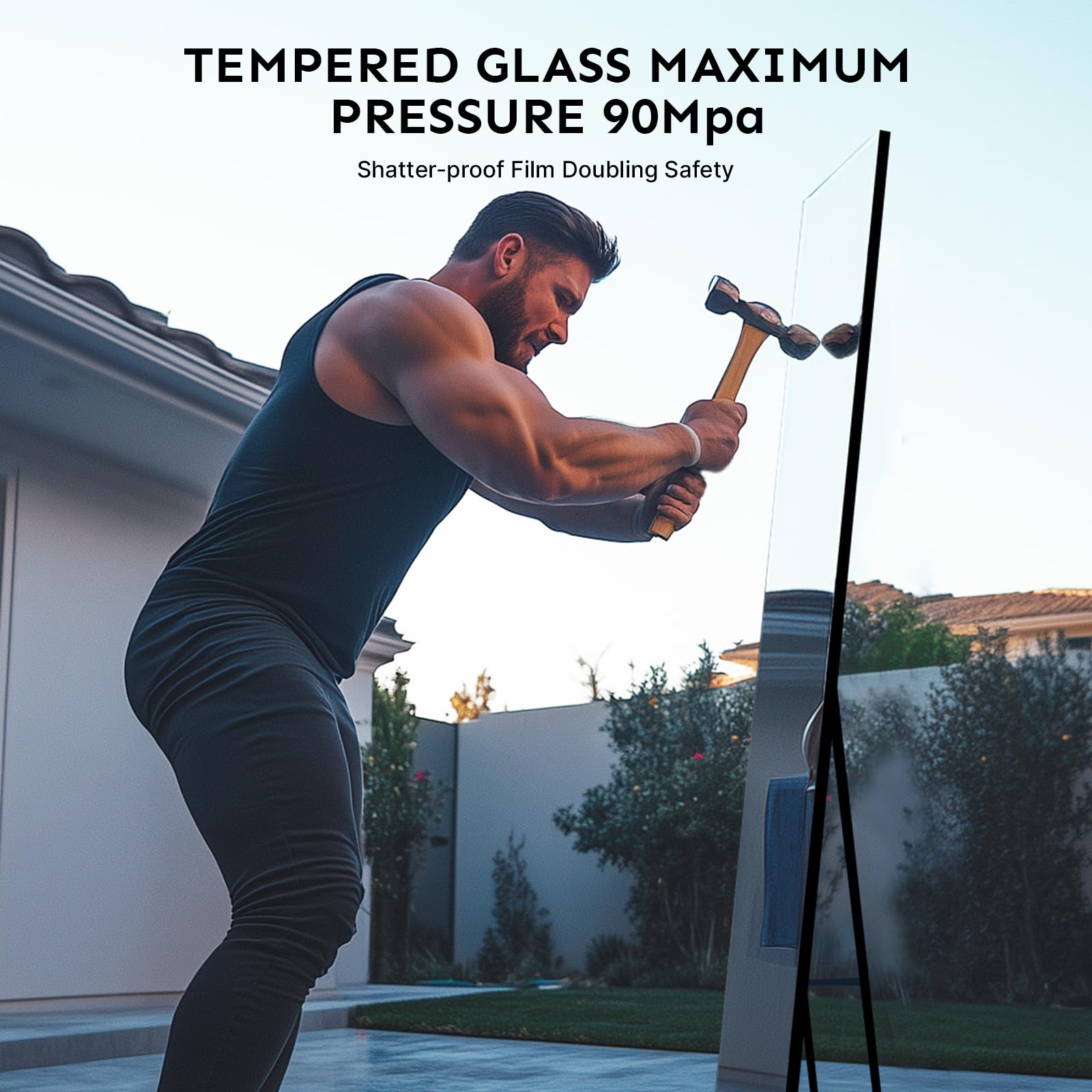TEMPERED GLASS MAXIMUM PRESSURE 90Mpa  
Shatter-proof Film Doubling Safety