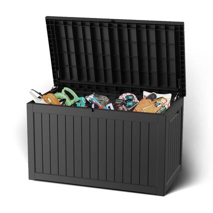 Front. Mondawe - 230 Gallons Resin Waterproof Easy-Assembly Outdoor Storage Box - Black.