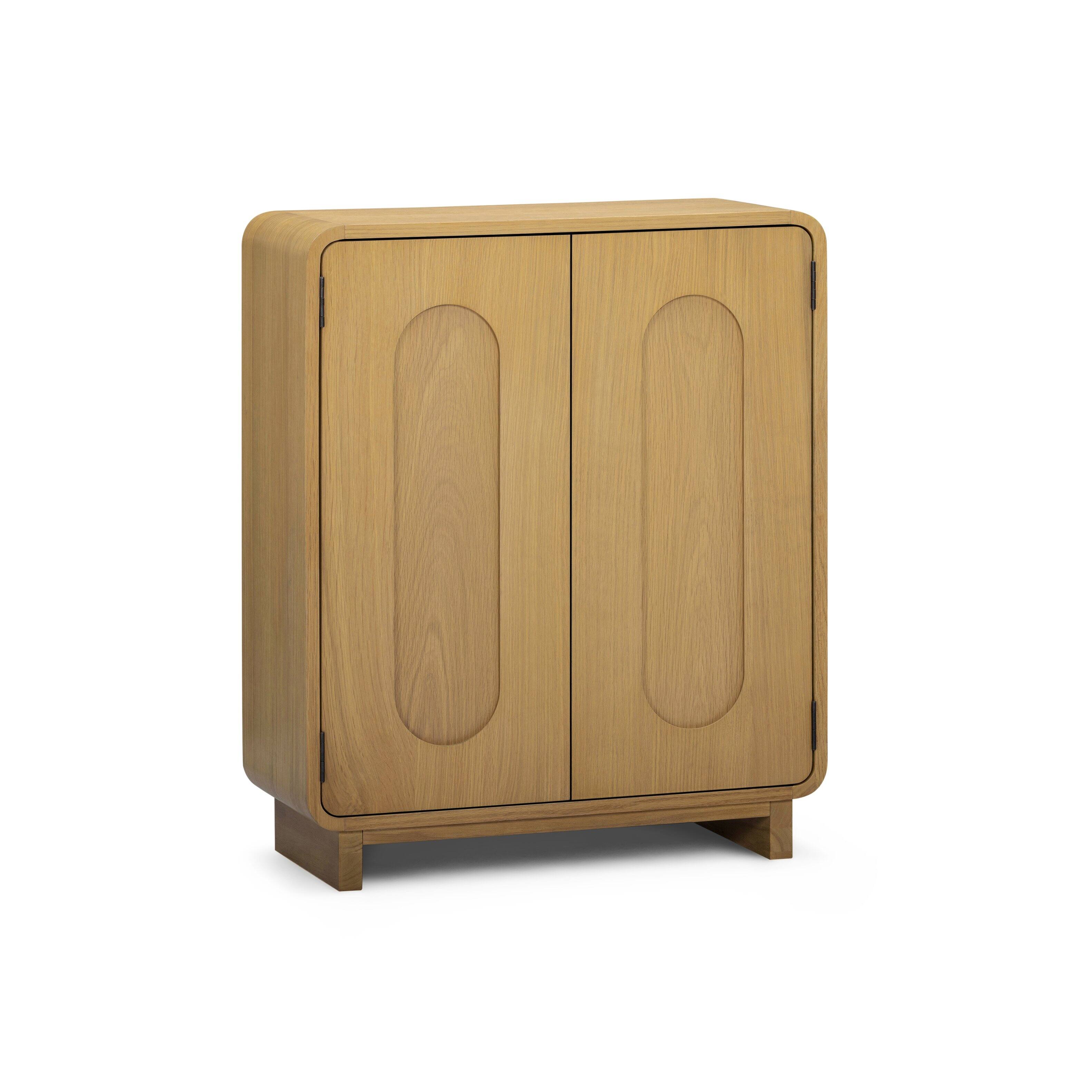 Front. Teamson Home - Oak Veneer Multi Purpose Storage Accent Cabinet with Solid Wood Frame - Natural.