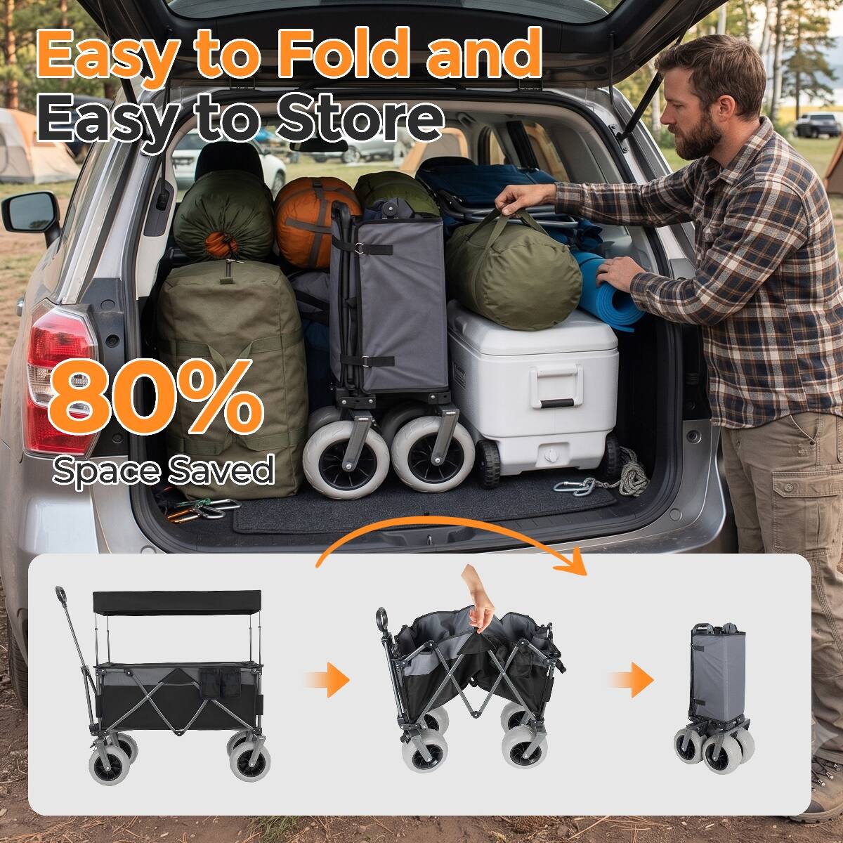 Easy to Fold and Easy to Store  
80% Space Saved