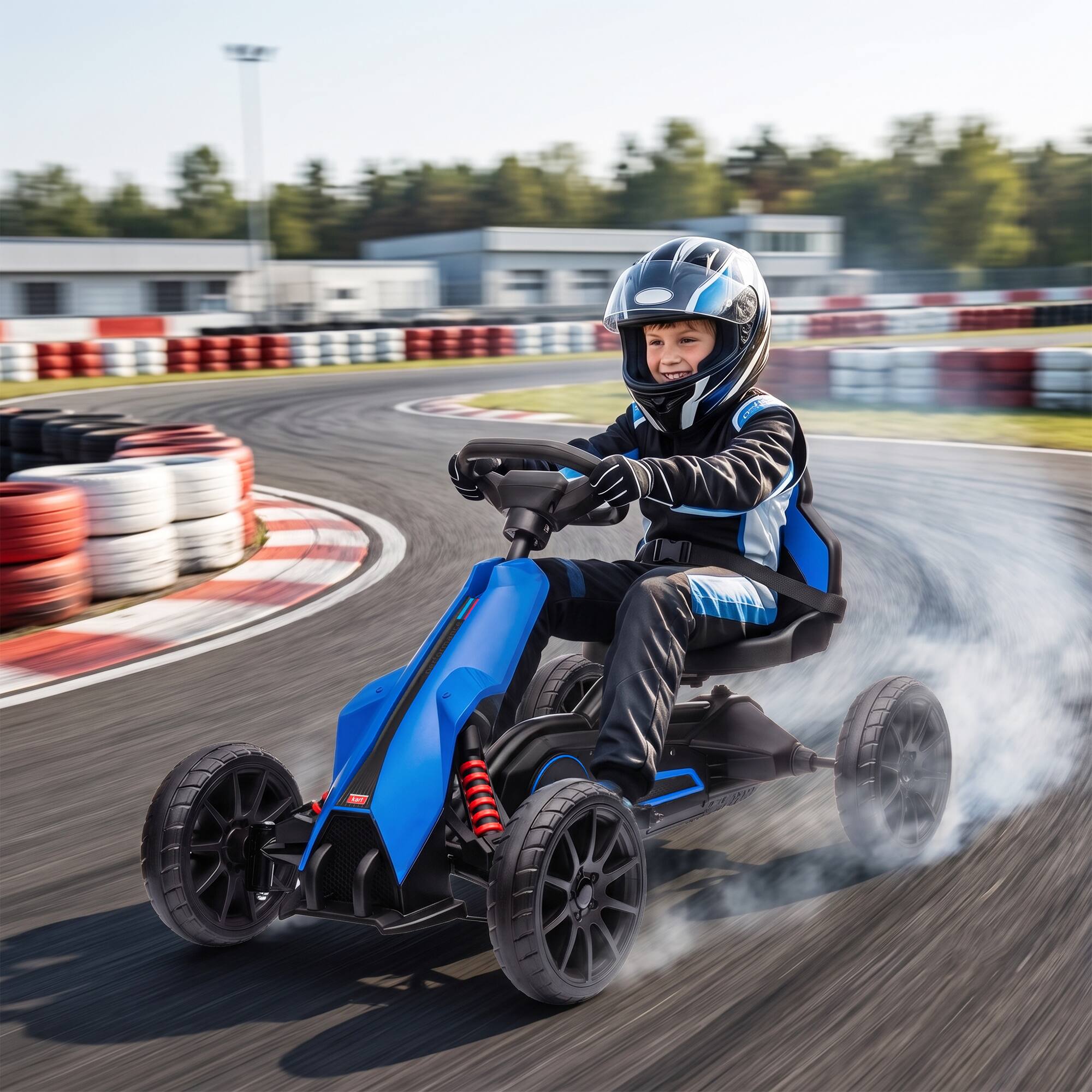 Alt View 1. Aosom - Electric Go Kart for Kids, Ride On Toy with EVA Tires, 2 Speeds, Adjustable Seat - Blue.