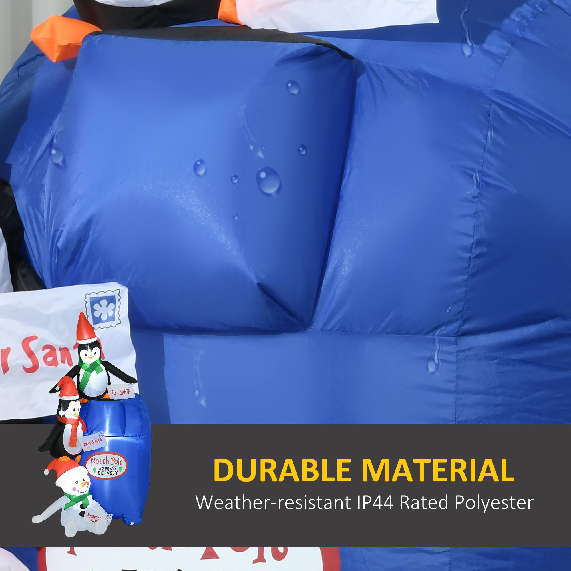 Alt View 4. Homcom - 6ft Christmas Inflatable North Pole Mailbox with Penguins/Snowman, LED Yard Decor - Multi-colored.